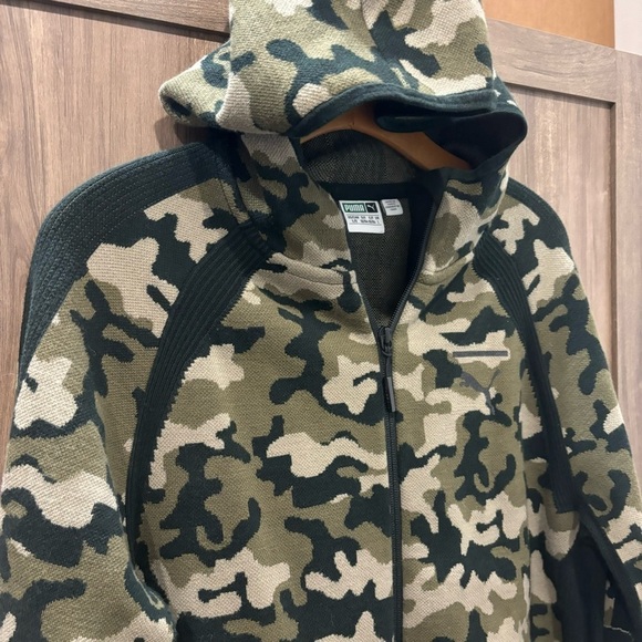 Puma EvoKnit Move Camo Hoodie Jacket Sweater Large Green - Picture 7 of 15